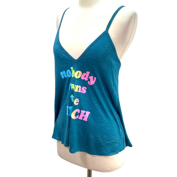 Wildfox Nobody Owns The Beach Teal Blue Paradise Cami Tank Swim Cover Top Small - Picture 2 of 13
